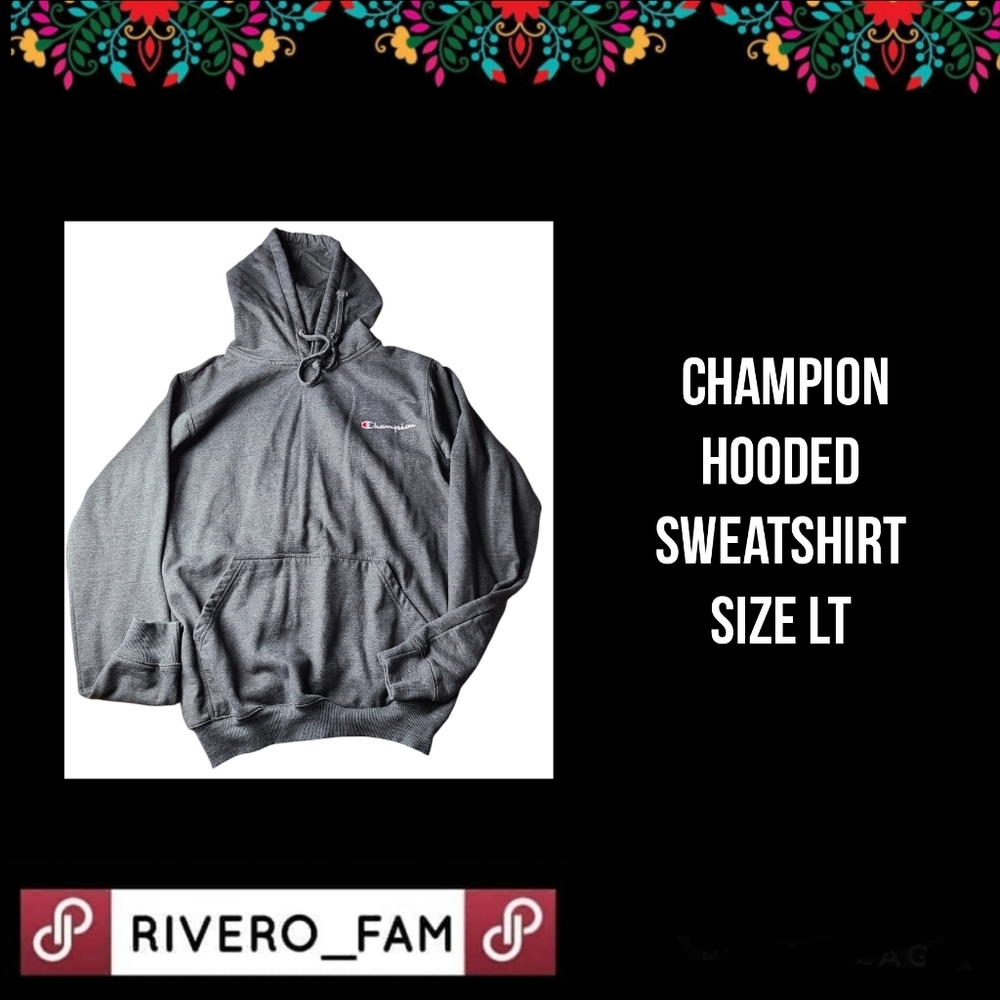 CHAMPION | HOODED SWEATSHIRT | GRAY | SIZE LT